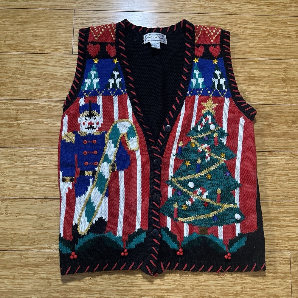 Extreme Christmas Vintage 90s Spice Of Life Nutcracker Ugly Christmas Vest M